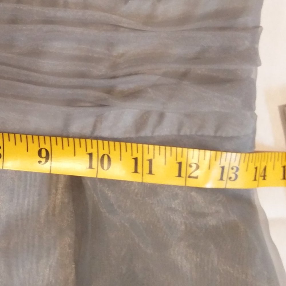 David's Bridal Silver Grey Organza Strapless Midi Dress Size 2 - Picture 8 of 10